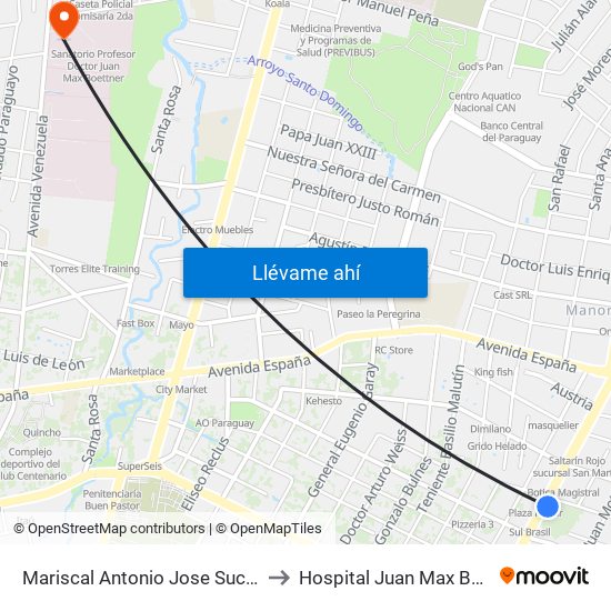 Mariscal Antonio Jose Sucre, 1411 to Hospital Juan Max Boethner map