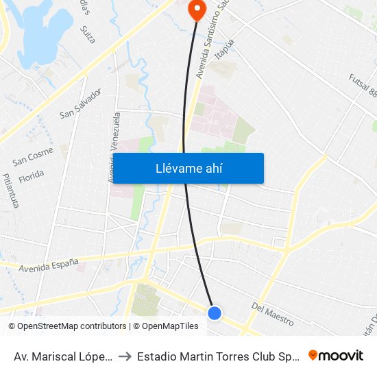 Av. Mariscal López X Bulnes to Estadio Martin Torres Club Sportivo Trinidense map