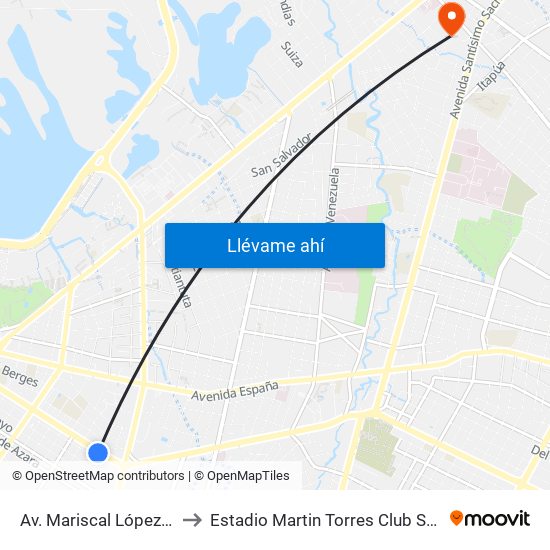 Av. Mariscal López X Melgarejo to Estadio Martin Torres Club Sportivo Trinidense map
