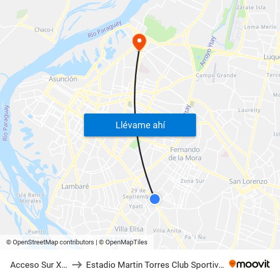 Acceso Sur X Israel to Estadio Martin Torres Club Sportivo Trinidense map