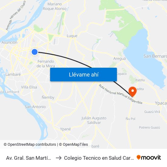 Av. Gral. San Martín X Av. Mcal. López to Colegio Tecnico en Salud Carmen Casco de Lara Castro map