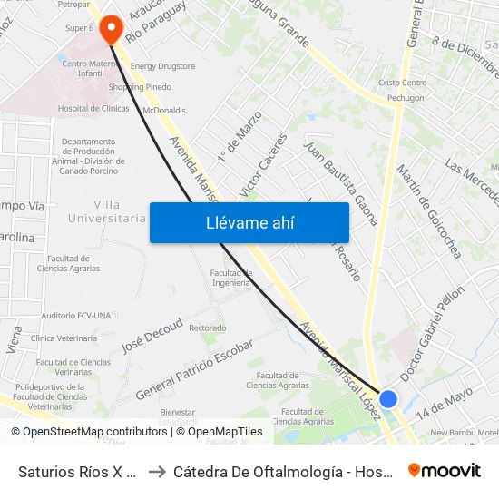 Saturios Ríos X Dr. Pellón to Cátedra De Oftalmología - Hospital De Clínicas map