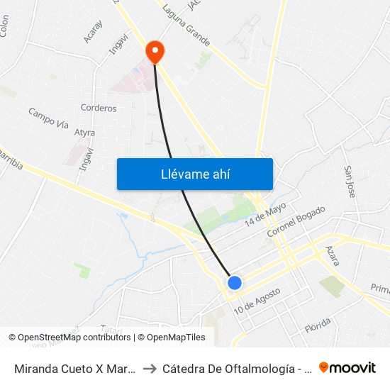 Miranda Cueto X Mariscal Estigarribia to Cátedra De Oftalmología - Hospital De Clínicas map