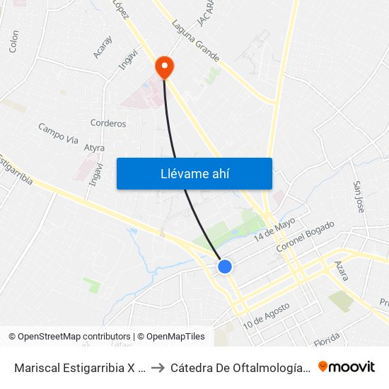 Mariscal Estigarribia X Av. Avelino Martínez to Cátedra De Oftalmología - Hospital De Clínicas map