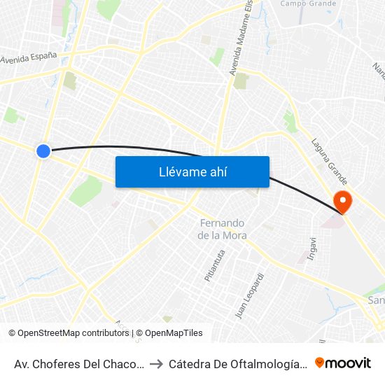 Av. Choferes Del Chaco X Av. Eusebio Ayala to Cátedra De Oftalmología - Hospital De Clínicas map