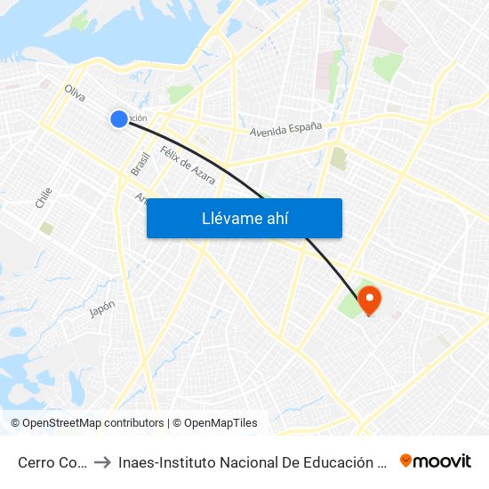 Cerro Corá, 452 to Inaes-Instituto Nacional De Educación Superior. "Dr. Raúl Peña" map