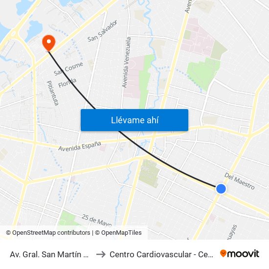 Av. Gral. San Martín X Av. Mcal. López to Centro Cardiovascular - Centro Médico La Costa map