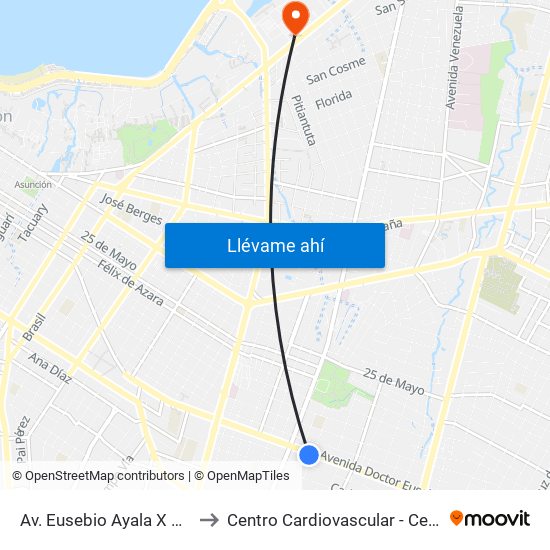 Av. Eusebio Ayala X Amancio González to Centro Cardiovascular - Centro Médico La Costa map