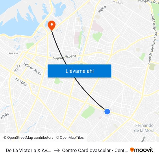 De La Victoria X Av. Eusebio Ayala to Centro Cardiovascular - Centro Médico La Costa map