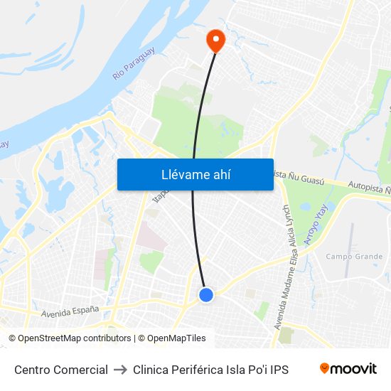 Centro Comercial to Clinica Periférica Isla Po'i IPS map