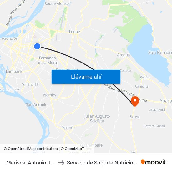 Mariscal Antonio Jose Sucre, 1411 to Servicio de Soporte Nutricional y Metabólico - HNI map