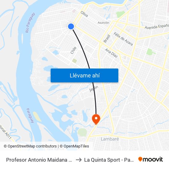 Profesor Antonio Maidana Campos, 1045 to La Quinta Sport - Padel & Futbol map