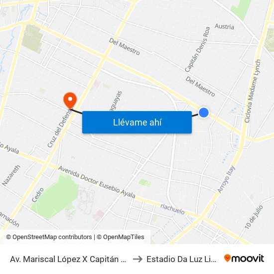 Av. Mariscal López X Capitán Bueno to Estadio Da Luz Lisboa map