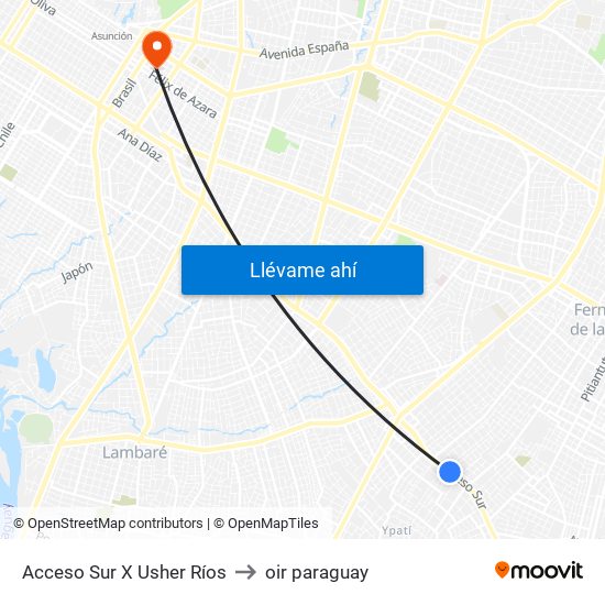 Acceso Sur X Usher Ríos to oir paraguay map