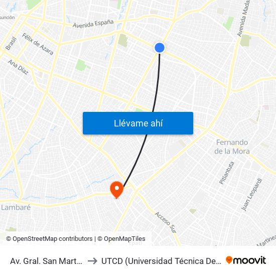 Av. Gral. San Martín X Av. Mcal. López to UTCD (Universidad Técnica De Comercialización Y Desarrollo map