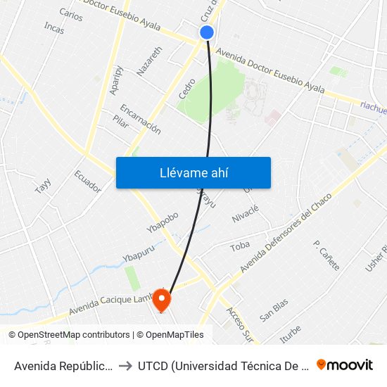 Avenida República Argentina, 1864 to UTCD (Universidad Técnica De Comercialización Y Desarrollo map