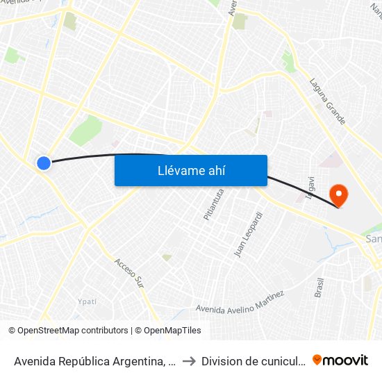 Avenida República Argentina, 3016 to Division de cunicultura map