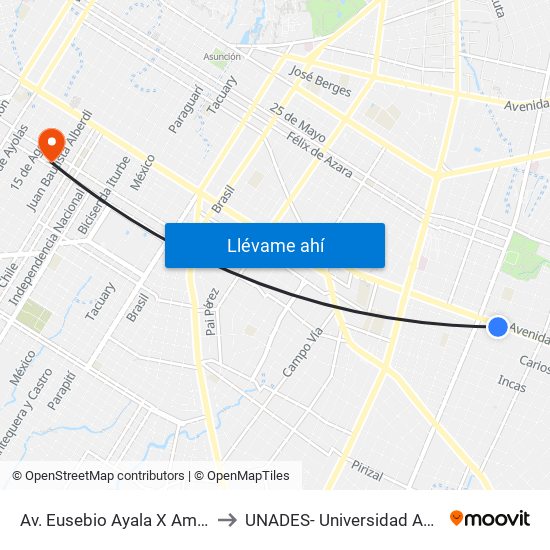 Av. Eusebio Ayala X Amancio González to UNADES- Universidad Autonoma del Sol map