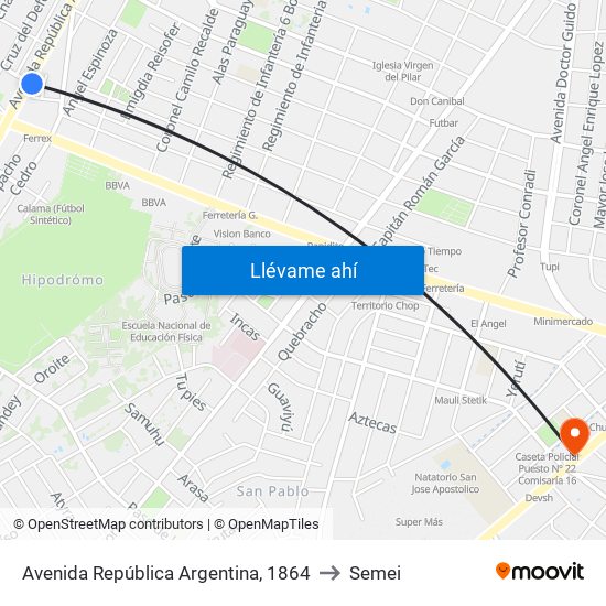 Avenida República Argentina, 1864 to Semei map