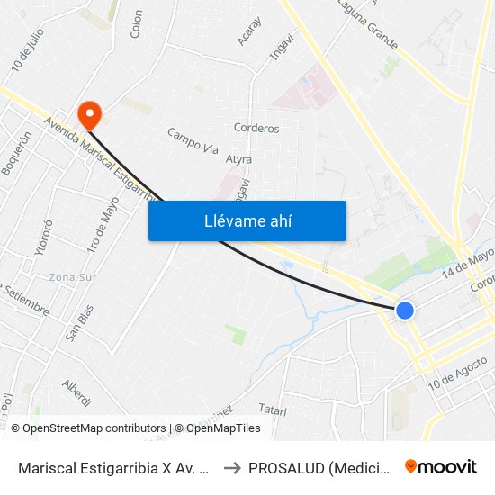 Mariscal Estigarribia X Av. Avelino Martínez to PROSALUD (Medicina Pre-Paga) map