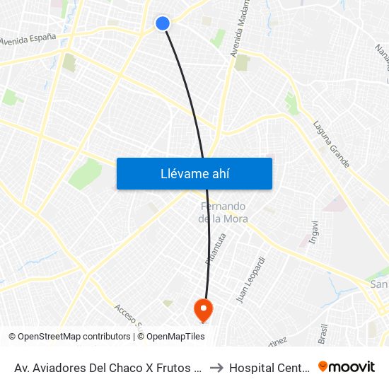 Av. Aviadores Del Chaco X Frutos De González to Hospital Central IPS map