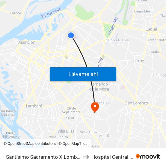 Santísimo Sacramento X Lombardo to Hospital Central IPS map