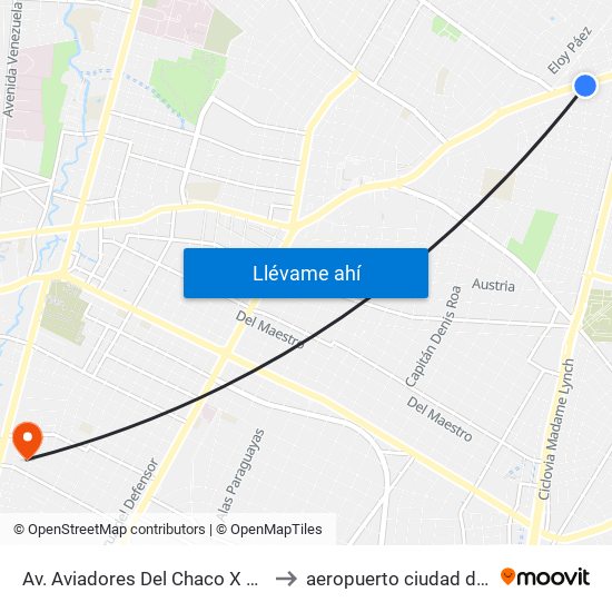 Av. Aviadores Del Chaco X Martínez to aeropuerto ciudad del este map