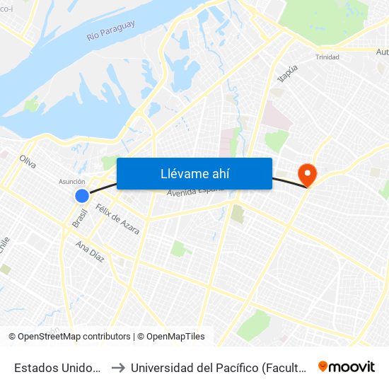 Estados Unidos X Azara to Universidad del Pacífico (Facultad de Nutrición) map