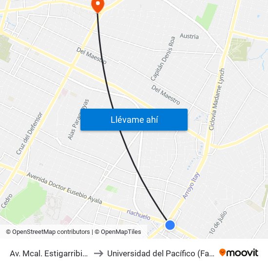 Av. Mcal. Estigarribia X 14 De Mayo to Universidad del Pacífico (Facultad de Nutrición) map