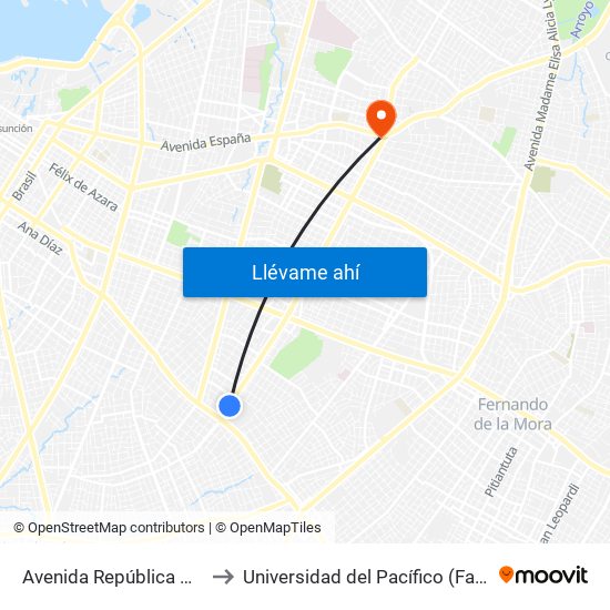 Avenida República Argentina, 3016 to Universidad del Pacífico (Facultad de Nutrición) map