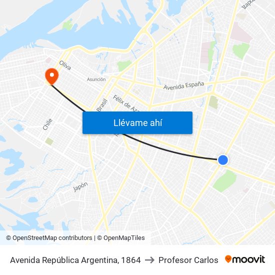 Avenida República Argentina, 1864 to Profesor Carlos map