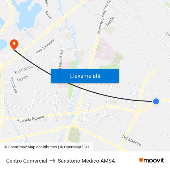 Centro Comercial to Sanatorio Médico AMSA map