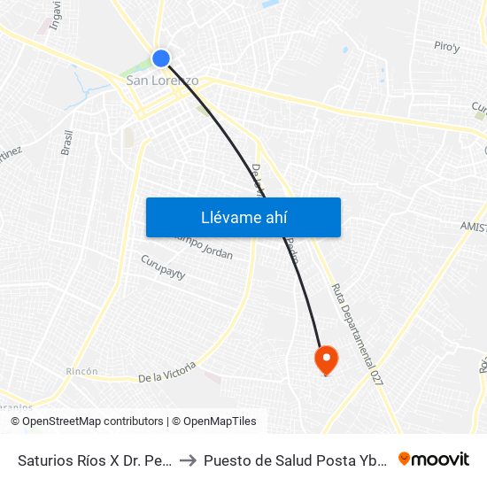 Saturios Ríos X Dr. Pellón to Puesto de Salud Posta Ybykua map