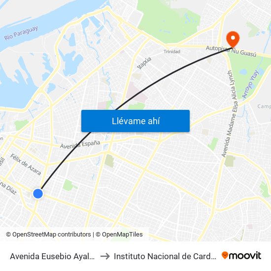 Avenida Eusebio Ayala, 803 to Instituto Nacional de Cardiología map