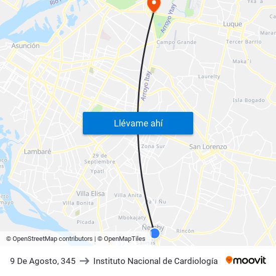 9 De Agosto, 345 to Instituto Nacional de Cardiología map