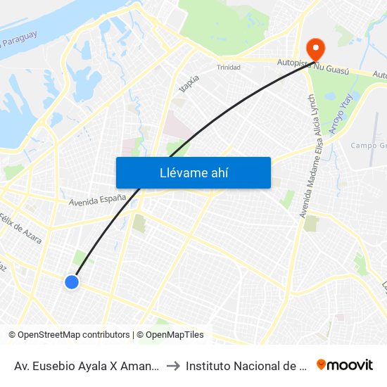 Av. Eusebio Ayala X Amancio González to Instituto Nacional de Cardiología map