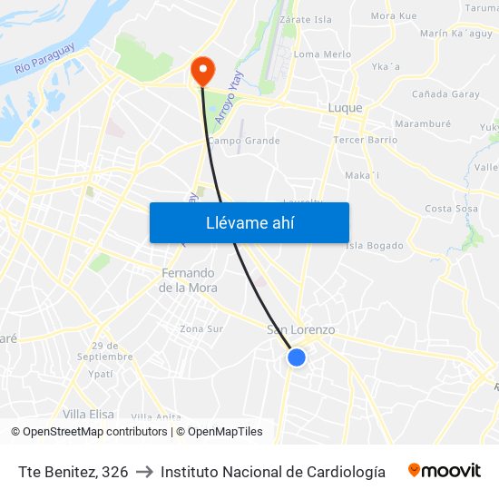 Tte Benitez, 326 to Instituto Nacional de Cardiología map