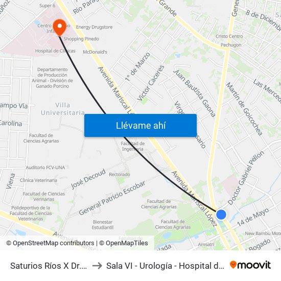 Saturios Ríos X Dr. Pellón to Sala VI - Urología - Hospital de Clinicas map