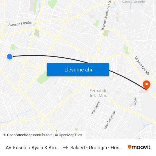 Av. Eusebio Ayala X Amancio González to Sala VI - Urología - Hospital de Clinicas map