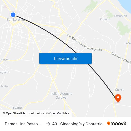 Parada Una Paseo Amelia to A3 - Ginecología y Obstetricia - HNI map
