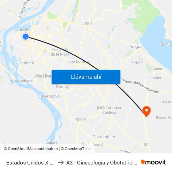 Estados Unidos X Azara to A3 - Ginecología y Obstetricia - HNI map