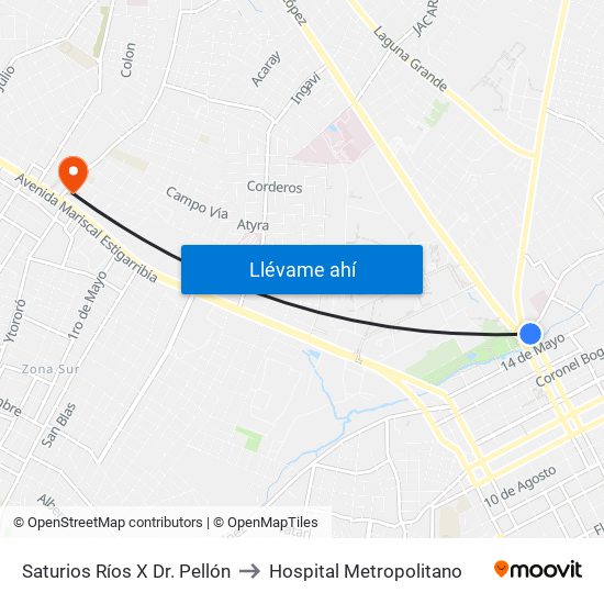 Saturios Ríos X Dr. Pellón to Hospital Metropolitano map