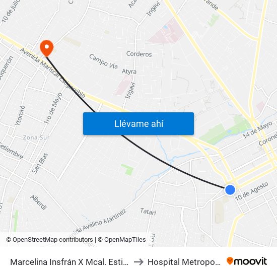 Marcelina Insfrán X Mcal. Estigarribia to Hospital Metropolitano map