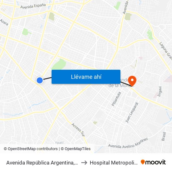 Avenida República Argentina, 3016 to Hospital Metropolitano map