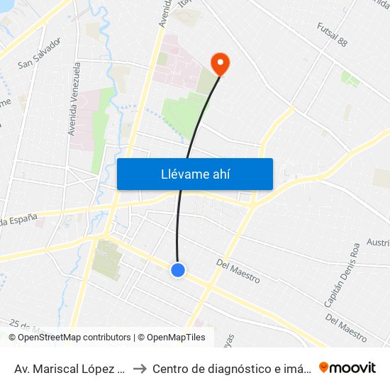 Av. Mariscal López X Bulnes to Centro de diagnóstico e imágenes - IPS map