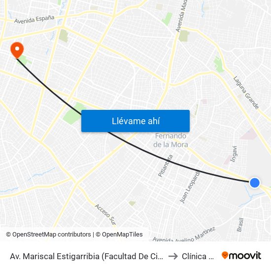 Av. Mariscal Estigarribia (Facultad De Ciencias Económicas) to Clínica CERSA map