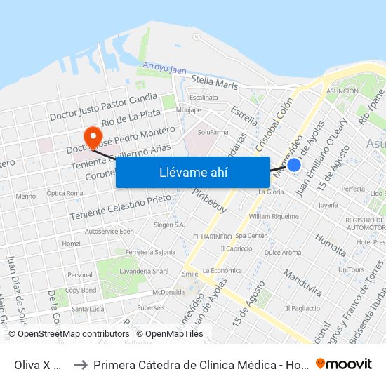 Oliva X Ayolas to Primera Cátedra de Clínica Médica - Hospital de Clínicas map