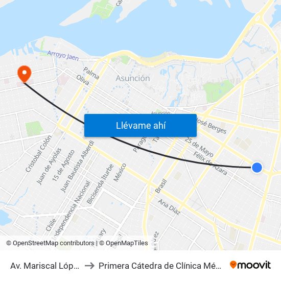 Av. Mariscal López X Melgarejo to Primera Cátedra de Clínica Médica - Hospital de Clínicas map