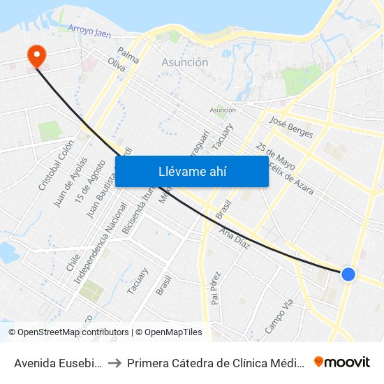 Avenida Eusebio Ayala, 803 to Primera Cátedra de Clínica Médica - Hospital de Clínicas map