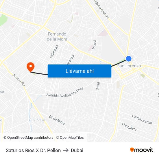 Saturios Ríos X Dr. Pellón to Dubai map